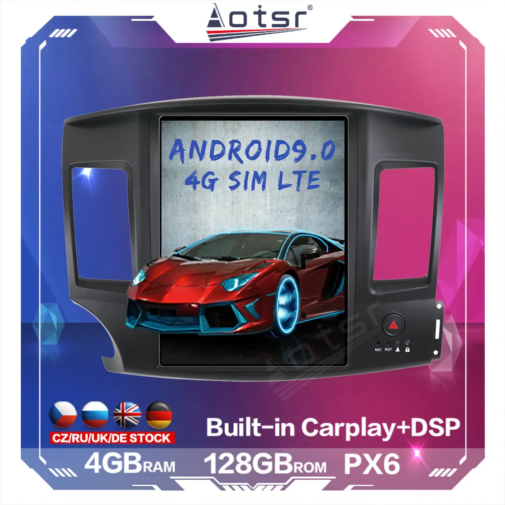 128GB Android Car Radio Player Multimedia Tesla Style PX6 For Mitsubishi Lancer EVO 2007+ Auto GPS Navigation DSP Carplay 4G SIM