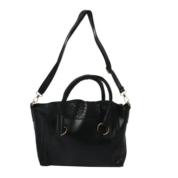 

NEW-Women's Shoulder Bag in imitation leather Satchel Cross Body Tote Bag (Black)