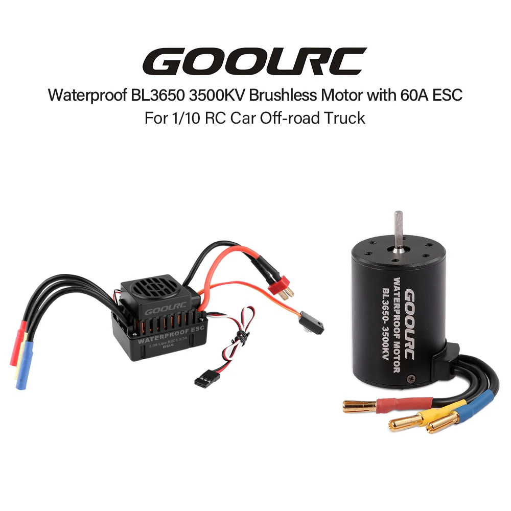 

RC Spare Parts GOOLRC Waterproof BL3650 3500KV Brushless Motor with 60A ESC for 1/10 RC Car Off-road Truck