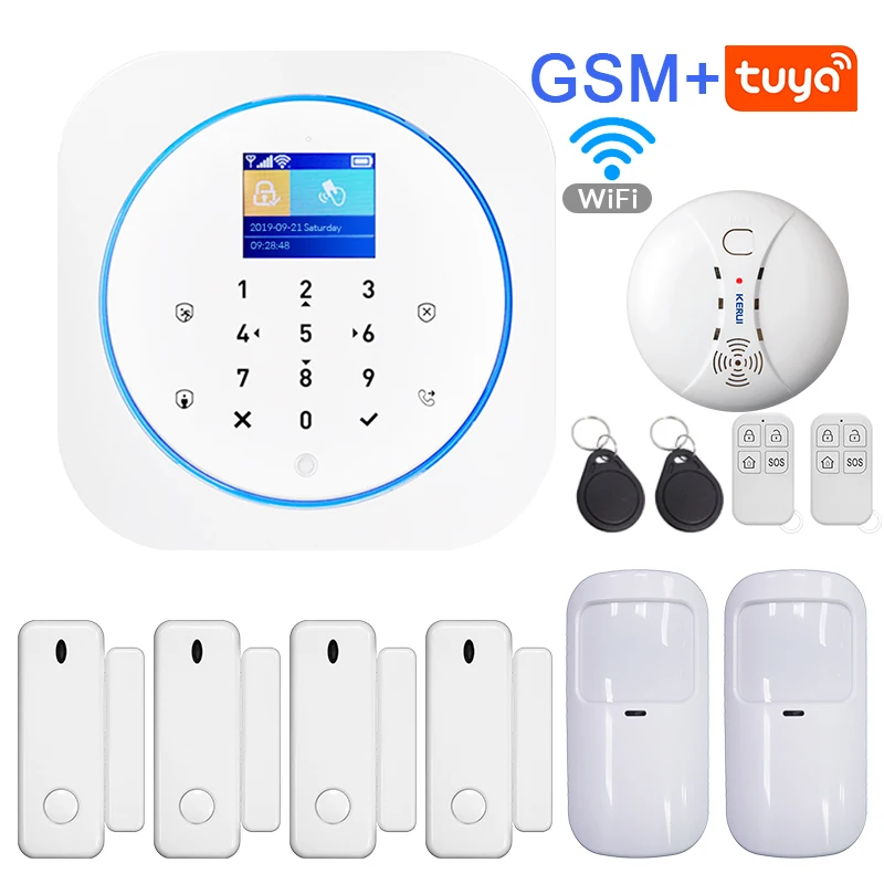 kit5 GSM сигнализация Wi-Fi GSM сигнализация домофон дистанционное управление Автонабор 433 МГц детекторы IOS Android Tuya приложение управление сенсорная клавиатура - Цвет: kit5
