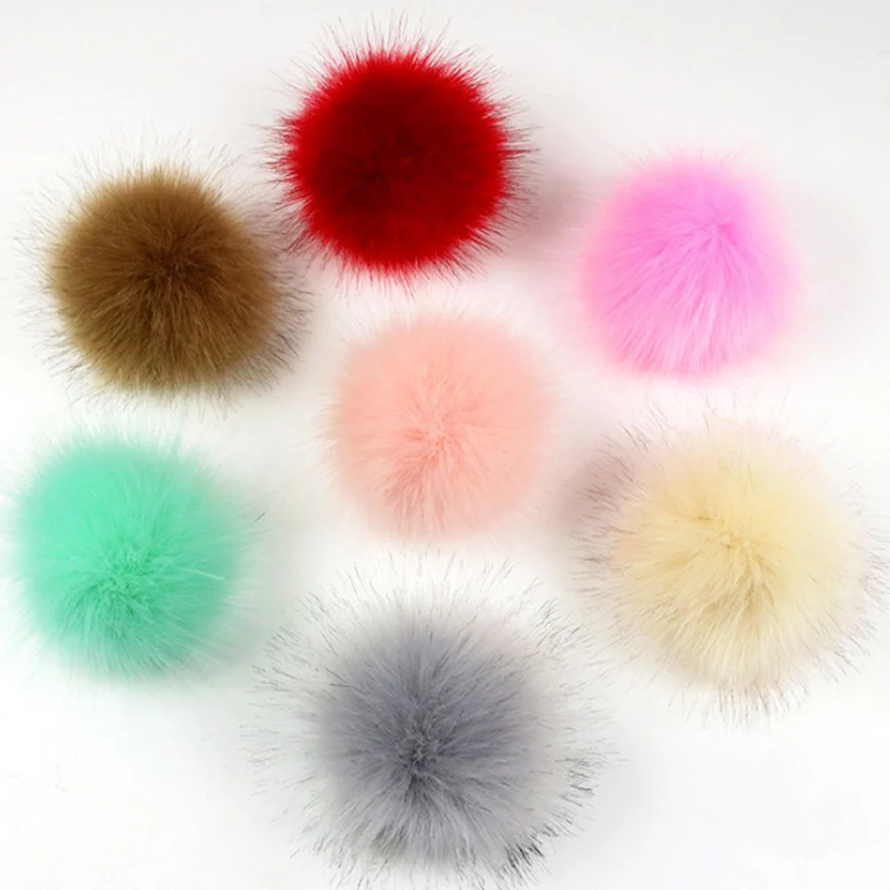 1PC 8cm Faux Fox Fur Pom Pom Ball For Hat Clothes Shoes Decoration Kids Girls Clothes Decor For DIY Crafts Accessories Material