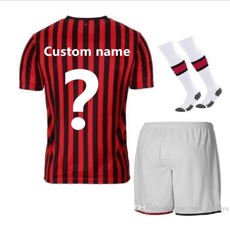 Комплект для взрослых, Футбольная Футболка AC milan, PIATEK PAQUETA SUSO CALDARA CUTRONE ROMAGNOL S. CASTILLEJO AC 19/20 - Цвет: shirt