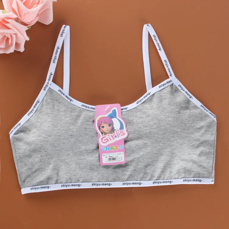 

Pure cotton girl bra with letter side and developmental student children's vest underwear without steel ring training bra