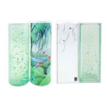 

Stationery Box Quicksand Translucent Multifunctional Case Cylindrical Pen School Pen Holder DU55