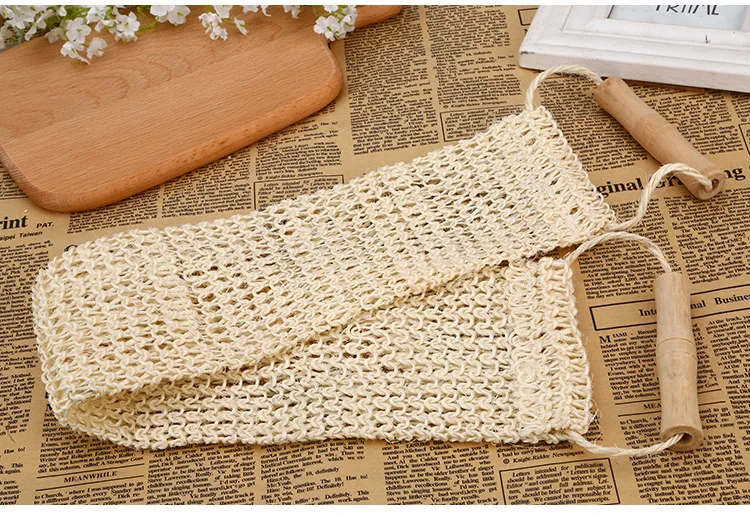 63 Natural Sisal Strip Back Rub Towel with Handle mu yu tiao Cross Border Hot Sales Plant Fiber Bath Sponge Manufacturers Wholes