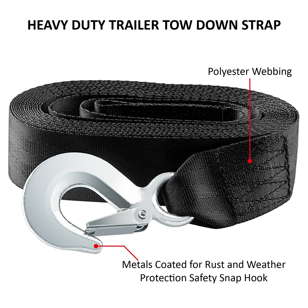 Heavy Duty Trailer Winch Strap With Hook For Jetski, Wave Runner