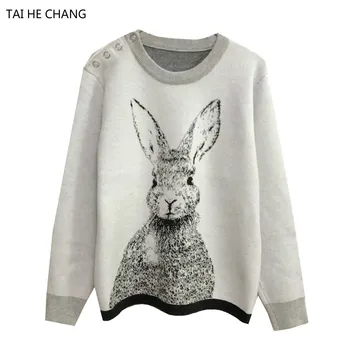 

High Quality Women Runway Sweaters New Fashion Designer Autumn and Winter Knitted Pullovers Casual Rabbit Sweater