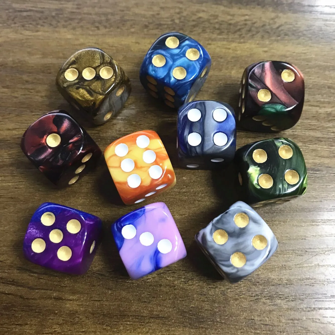 10pcs/set Round Corner Pearl Gem Dice 6 Sided 16mm Playing Table Board Bar Games Party Funny Tools Entertainment Supplies | Спорт и