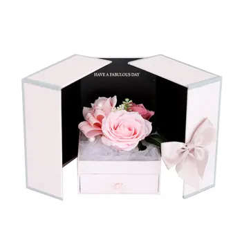 

Valentine's Day Wedding Soap Rose Flowers Bath Body Supply with Box Gift Jewelry Necklace Box Set