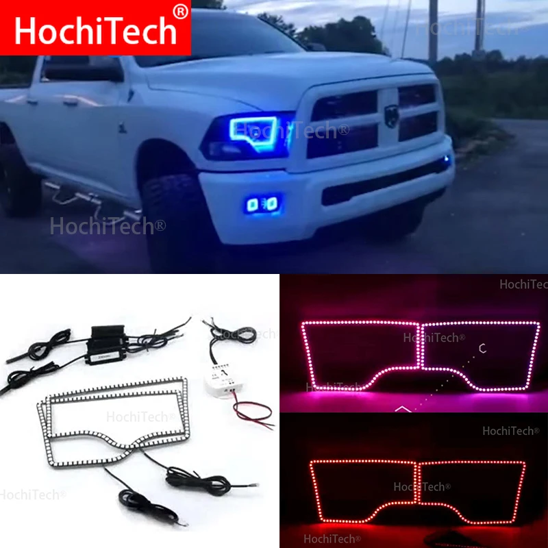 RGB angel eyes Многоцветный Светодиодный кольцевой Поворотная фара DRL Автомобильная фара angel eyes для 2009- грузовик с маневренным подъемником