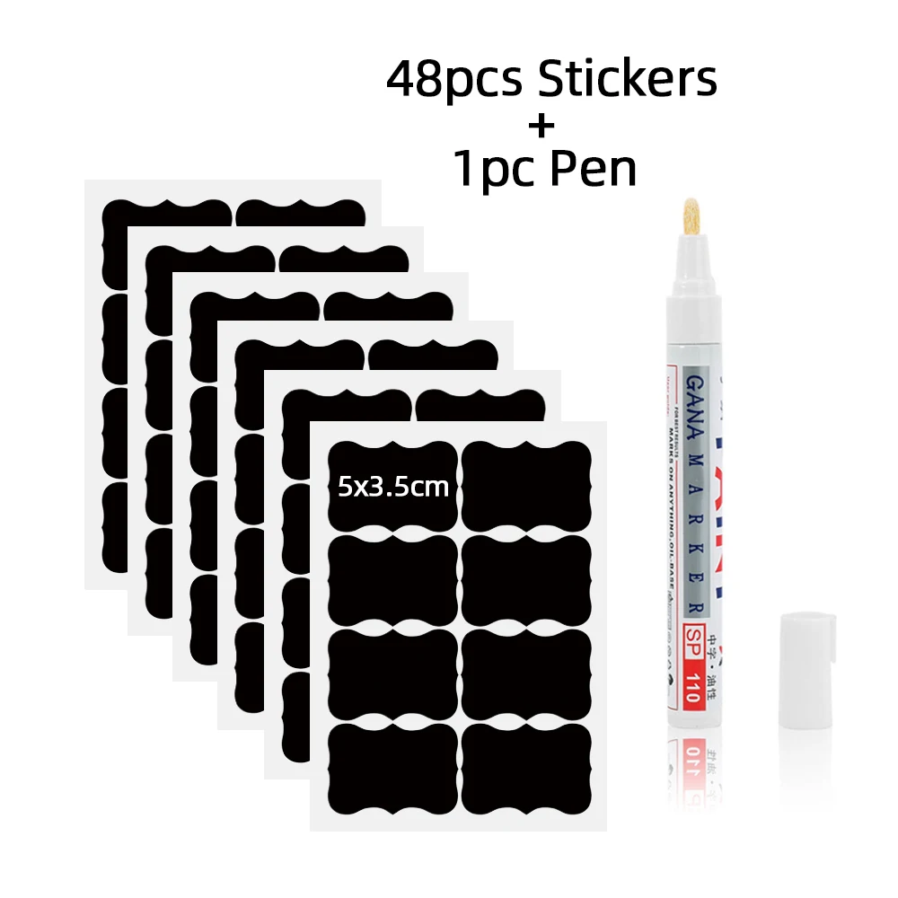 48pcs Jar Stickers Kitchen Label Stickers Blackboard Spice Labels Sticker Kitchen Storage Organizer Bottles Label Chalkboard Tag