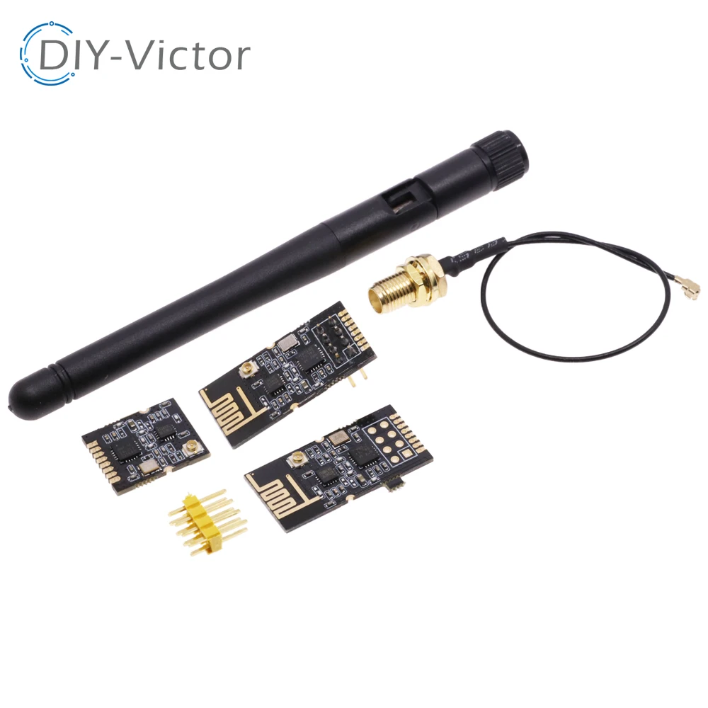 GT-24 Módulo sem fio com antena, 2.4G, NRF24L01 + PA + LNA, grau industrial, transmissão digital, distância de 1100M, SMD, DIP, Mini