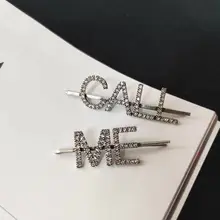 Кристальная буква позвоните мне заколка для волос известная марка ювелирных изделий cz заколка для волос шпилька для девочек