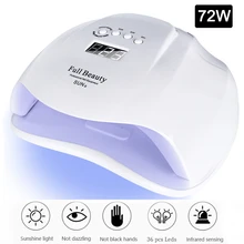 72 Вт Сушилка для ногтей УФ-лампа светодиодный для отверждения гель-лака с инфракрасным датчиком белая умная лампа для маникюра инструмент для дизайна ногтей JISUNX