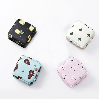 

1PCS Mini Makeup Bags Zipper Girl Sanitary Pad Bag Card Holder Coin Purse Cosmetics Headphone Case Sanitary Pouch