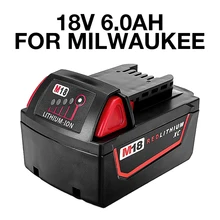 

For Milwaukee Power Tools Drills Li-ion Battery M18 Rechargeable 18V 6.0Ah With Charger Replacement 48-11-1852 M18 REDLITHIUM XC
