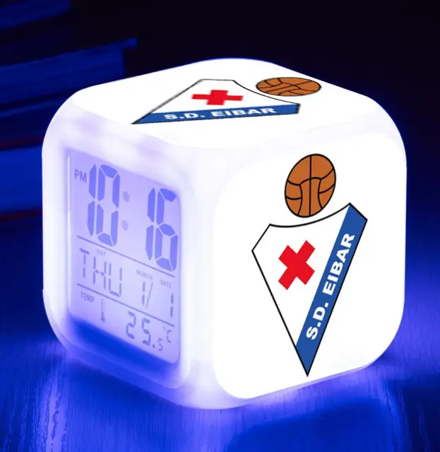 Digital clock 7 color LED Alarm Clock Real Sociedad de Futbol Kid Gift soccer Club Watch Flash  LED Bedroom Lamp Dropship 2