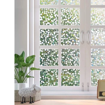 

3D Non-Adhesive Window Film,Rainbow Effect Privacy Decal Glass Sticker Decorative Window Stickers For Door office Glass