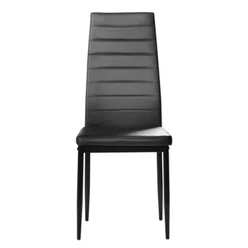 

Easy Maintenance And Daily Use 6pcs Elegant Assembled Stripping Texture High Backrest Dining Chairs PU and Iron Tube Black