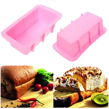 

Rectangle Shape Toast Bread Mold Loaf Pan Bakeware Random Color Silicone Jelly Ice Baking Mould