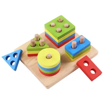 

Educational Toys Puzzle cognitive toys Sorting and stacking forms Wood Toy 16 shapes and 1 square stacking tray