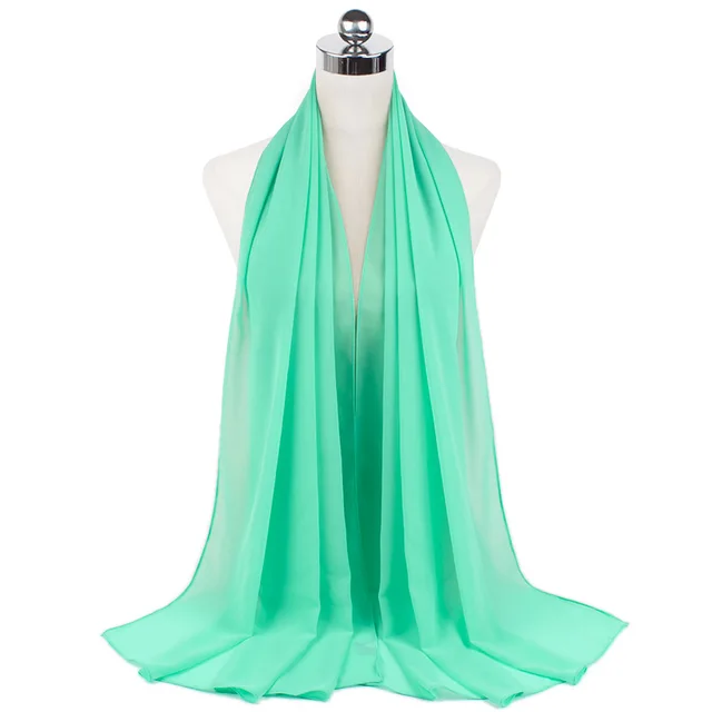 High Quality Good Stitching Stitch Plain Premium Heavy Chiffon Hijab Scarf Malaysian Women's Scarves Hijabs Long Shawl Shawls 50