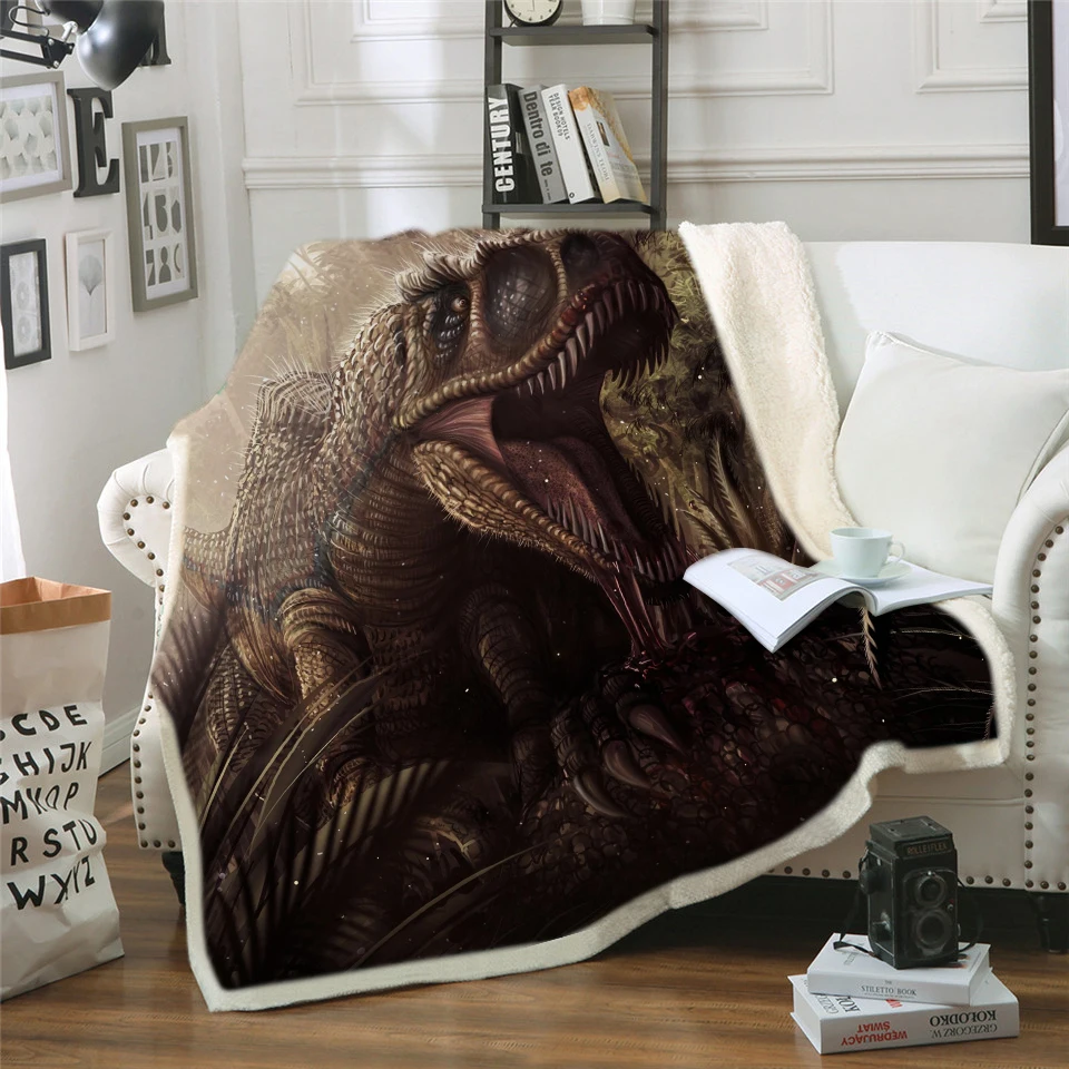 Одеяло с капюшоном с принтом динозавра Юрского периода, шерпа, флисовое переносное плюшевое одеяло, плюшевое одеяло с рисунком, B1016 - Цвет: 13