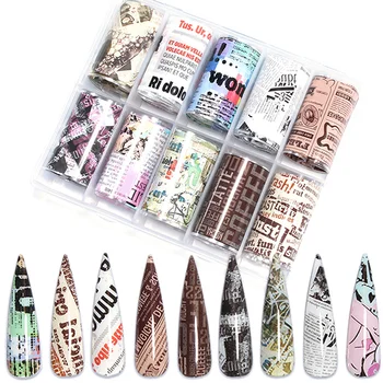 

10 Design/Set Vlinder Nagel Folie Stickers Bloem Blad Boom Zomer Mix Florals Transfer Decals Nail Art Accessoires