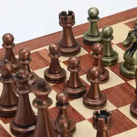 Metal Glossy Golden And Silver Chess Pieces Solid Wooden Folding Chess Board High Grade Professional Chess Games Set Gift 2