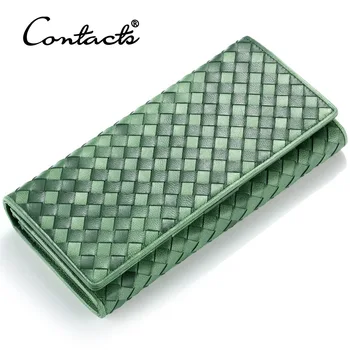 

women genuine Leather Wallet and purses Sheepskin Hand-Woven Clutch slim phone wallet Luxury Designer Cute Louis Wallet