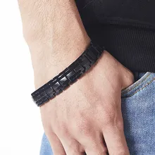 Простой черный корейский модный браслет с магнитным покрытием для здоровья, мужской браслет из титановой стали, ювелирные изделия для здоровья