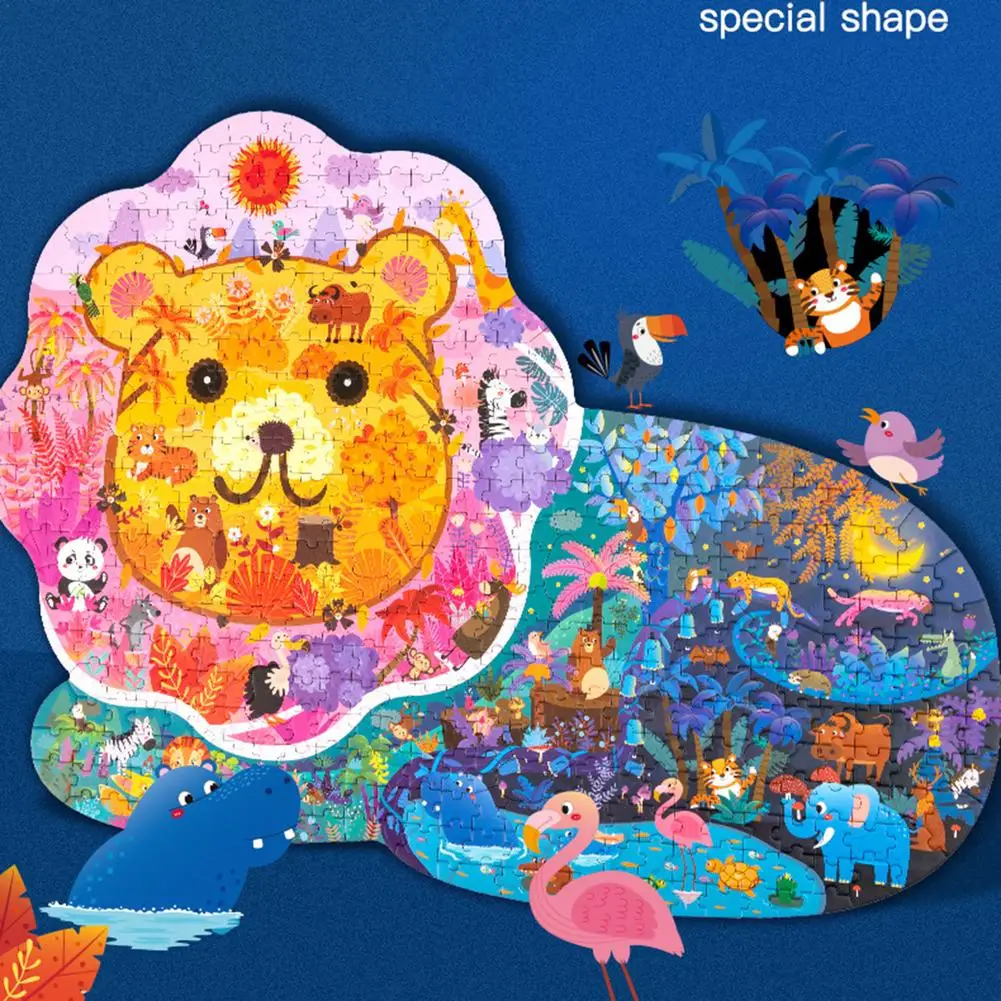 Quebra-cabeças de Forma Animal para Crianças Encaixado com Golfinho Animais em Papel Brinquedo Educativo Montessori Leão 10 Quebra-cabeças de forma animal para crianças, brinquedo