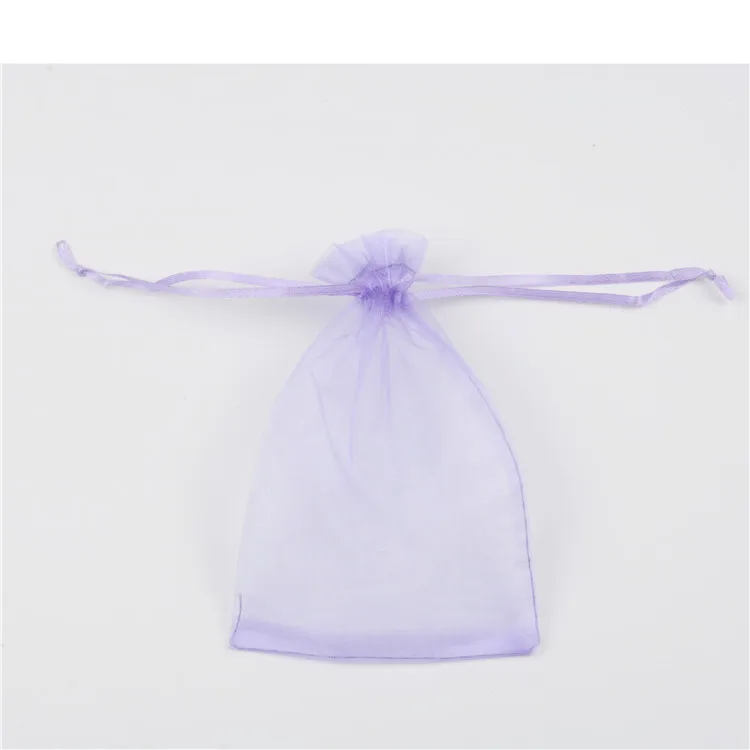 50 шт., сумка на шнурке из органзы, снежные мешки из пряжи, жемчужная чистая пряжа, сумка для ювелирных изделий, косметический подарок, вечерние, свадебные подарочные сумки для конфет - Цвет: Light Purple