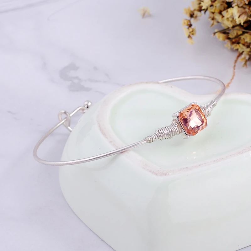 

Fashion Vintage Pretty Pink Crystal Geometric Bracelet For Women Handmade Wedding Gift Jewelry