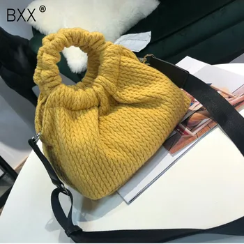 

[BXX] Women Single Shoulder Crossbody Bag All-match Knitting Bag 2020 Autumn Winter Brand Designer Large Capacity Handbag HI370