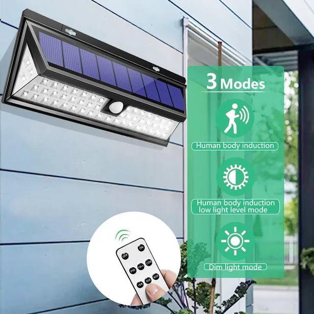 118 Led Napenergia -Fény Kültéri -Lámpa Mozgásérzékelő Napenergiával Működő Reflektorfény 3 Módja Az Utcai Kerti Dekoráció Fali Lámpához