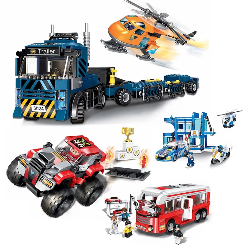 

Compatible legoed city vehicle bus station Racing Car airplane Camper pick-up Building Blocks Brick Kid Toy van truck sets pizza