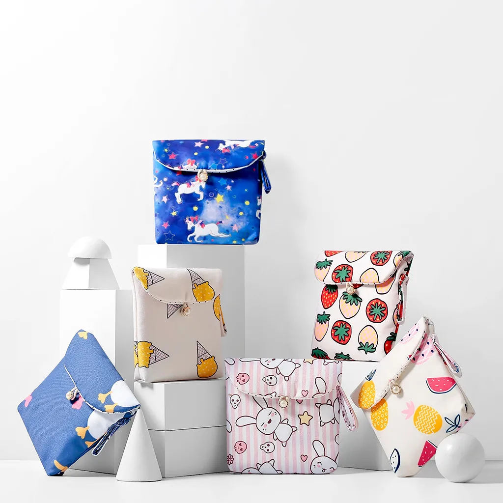 Cartoon Tampon Storage Bag Reusable Washable Wet For Sanitary Pad Menstrual Aunt Portable Handbags | Дом и сад