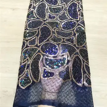 

2019 Exclusive style, factory direct sales Sequins lace fabric With sequins, High quality African French tulle Sequins lace fabr
