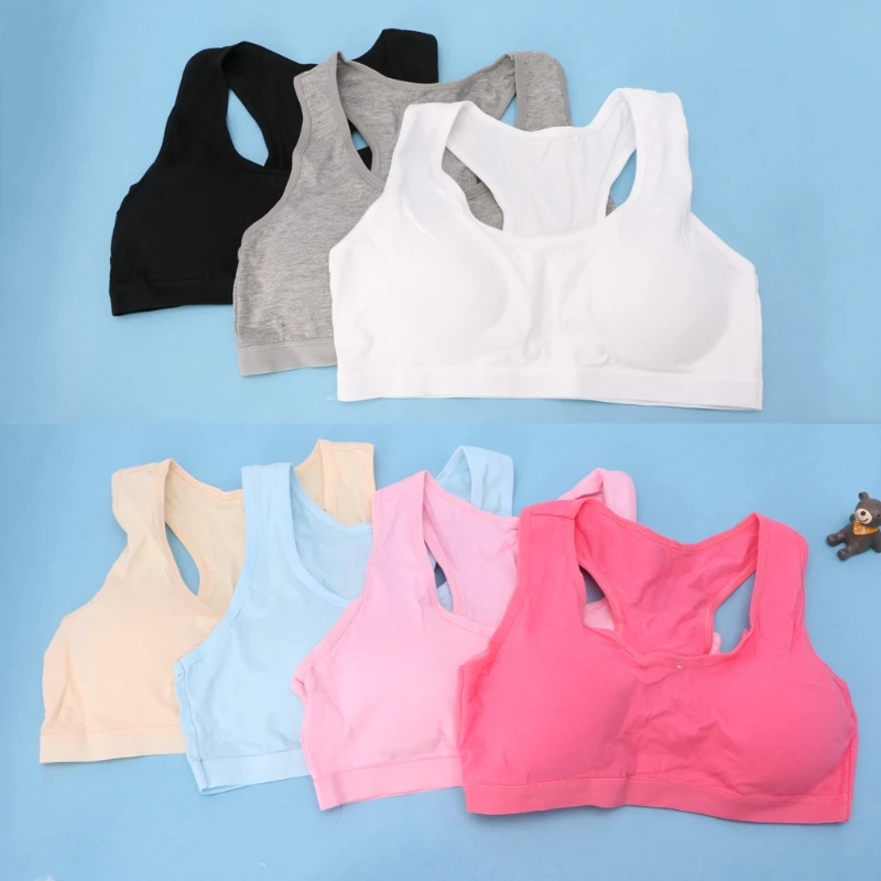 

Cotton Young Girls Kid Underwear For Sport Wireless Small Training Puberty Bras