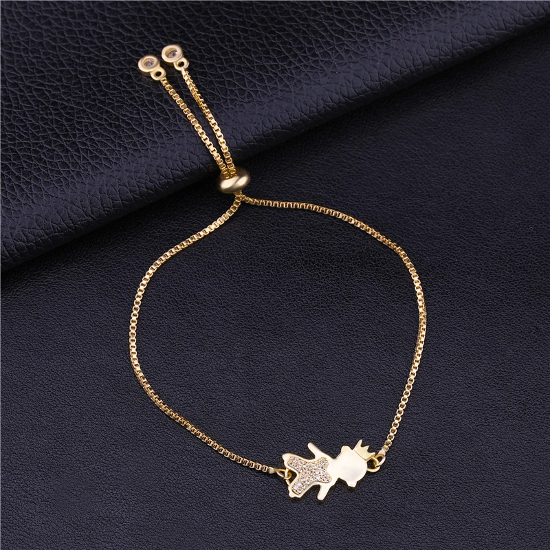 Gold Juya Ali Moda, персонализированный Подарочный браслет на заказ, золото/серебро/розовое золото, регулируемые бегунки, цепочки для мальчиков и девочек, браслеты для мам - Окраска металла: Gold