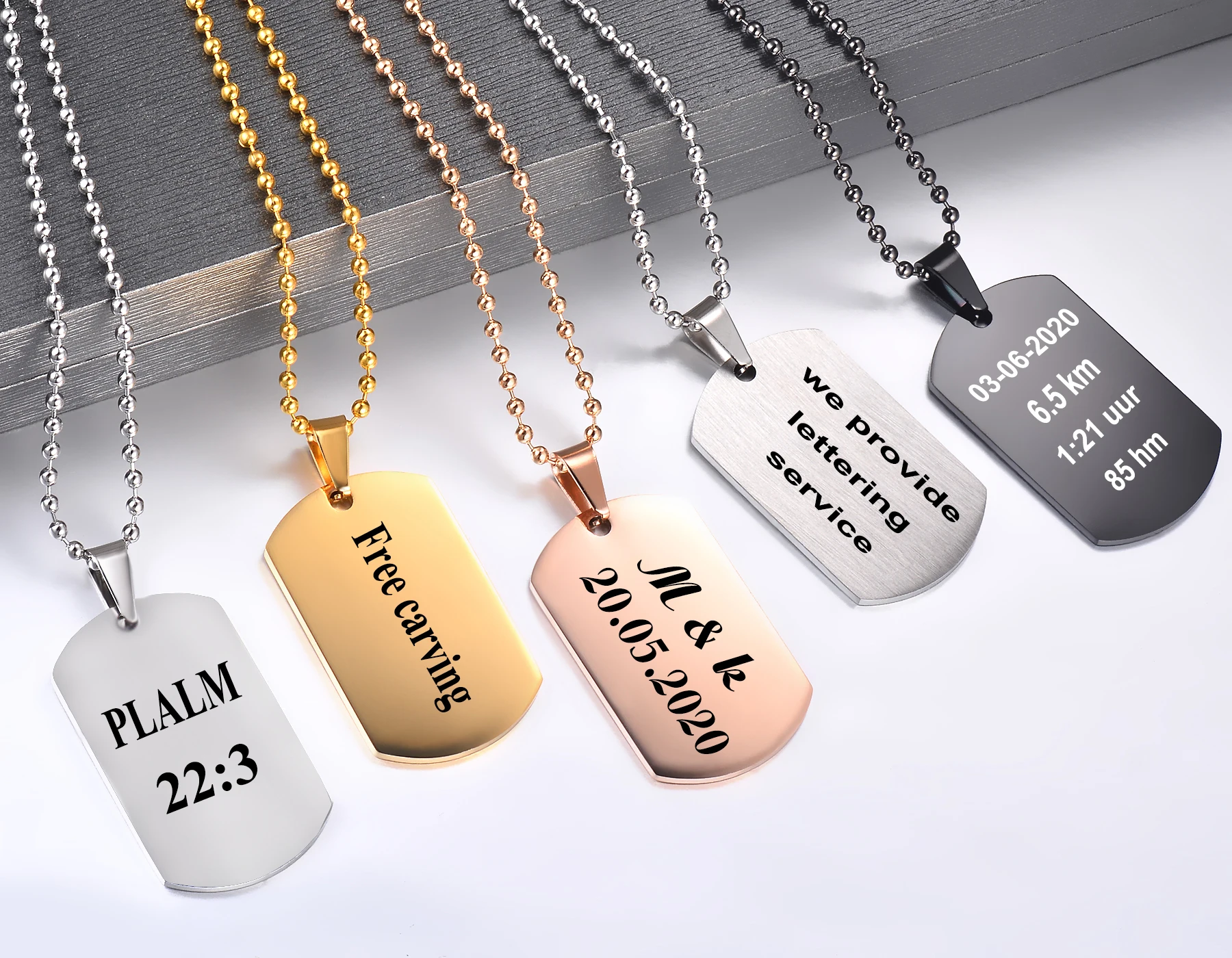 Custom Laser Engraved Stainless Steel Rectangle Dog Tag Military