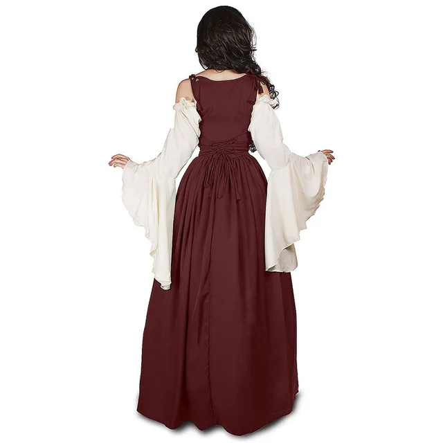 AEGJEGVD Robe Medievale Femme Victorienne Steampunk Gothique Vintage Medievale Steampunk Costume MéDiéVal Femme DéGuisement Victorienne DéGuisements Dress Halloween Renaissance Dress Grande Taille