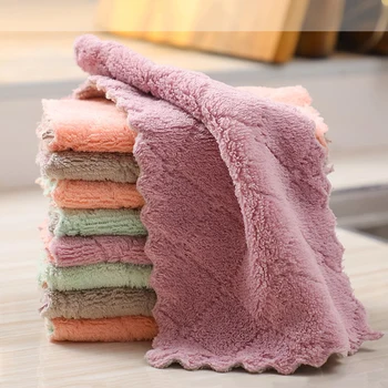

5 Pcs Washcloths Nonstick Oil Velvet Hanging Kitchen Dishclout Hand Towels Clean Stains Towels QJS Shop