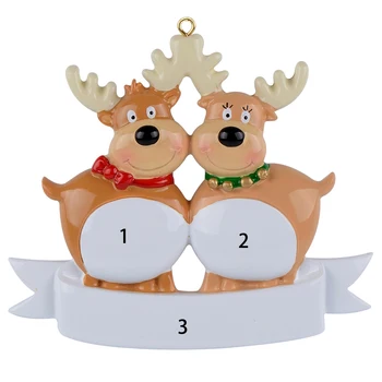 

Personalized Special Reindeer Family Of 2 Hanging Ornaments Resin Craft Valentine's Day Gifts Home Wedding Decoration