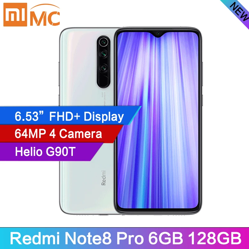 

Global Version Redmi Note 8 Pro 6GB RAM 128GB ROM 64 MP Quad Cameras MTK Helio G90T Smartphone 4500mAh 18W QC 3.0 UFS 2.1 NFC