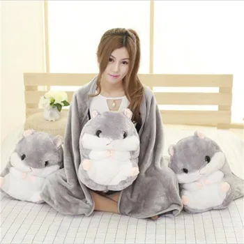 

Home Decoration Bedlinen Sliver Coral Fleece Blanket Office Travel Cushion Blankets Christmas Gift Hamster Doll Hold Pillow