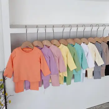 

12 Candy Colors Baby Boys Girls Clothes Set Cotton Baby Bodysuit With Hat & Kids Long Sleeve Tops And Pants 2pcs Child Outfits