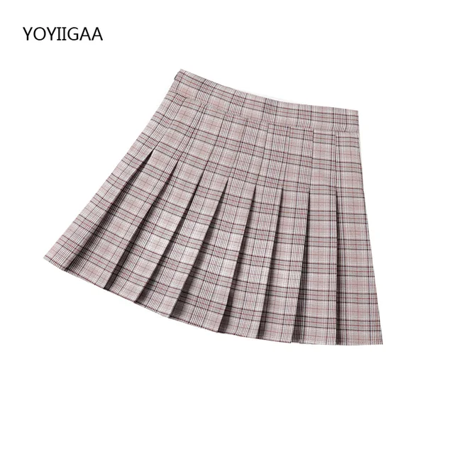 Summer Women Pleated Skirt High Waist Female Plaid Skirts Preppy Style Ladies Girls Dance Mini Skirt Fashion Chic Woman Skirts a17