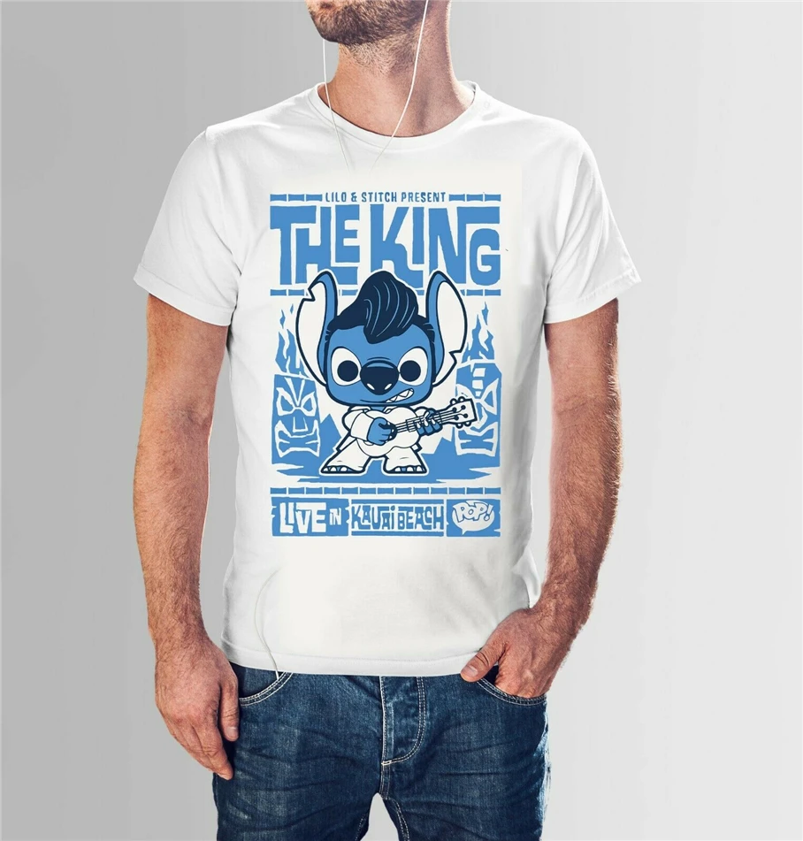 Lilo And Stitch The King Elvis белая футболка унисекс Dw30 бесплатная доставка светильник |